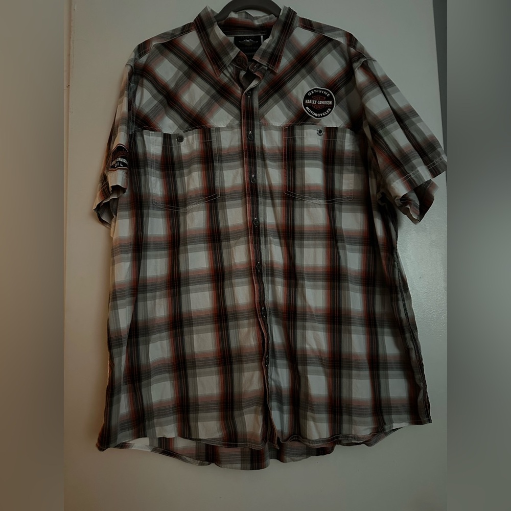 Men's Harley Davidson Shirt - Orange, Black, and White